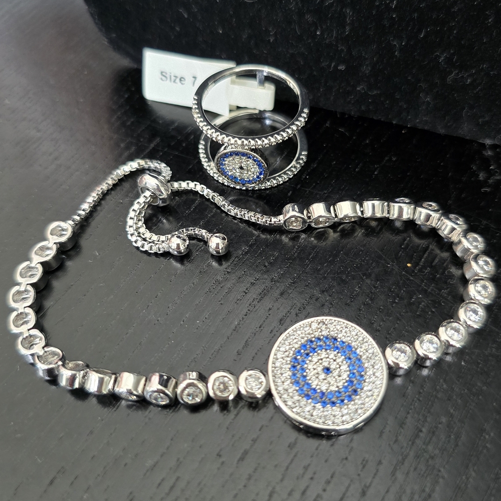 Elegant Silver and Blue Jewelry Set